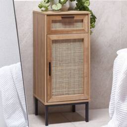 Wyld and Coco Bathroom Cabinet 40 x 92 cm Natural Rattan Front