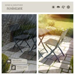 tectake Garden Furniture Set Trevi - 2 chairs, 1 table, bistro set, foldable in Grey - Size: 2 Seater - thumbnail 7