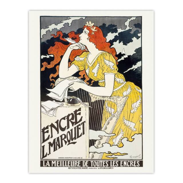 "Artery8 L Marquet Ink Art Nouveau Advert Grasset Wall Art Poster Print in White - Size: W18"" x H24""" - image 1