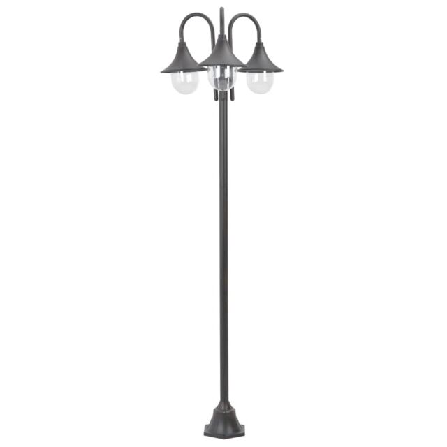 Berkfield Home Garden Post Light E27 220 cm Aluminium 3-Lantern Bronze in Brown - image 1