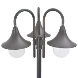 Berkfield Home Garden Post Light E27 220 cm Aluminium 3-Lantern Bronze in Brown - thumbnail 3