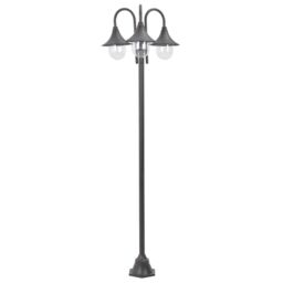 Berkfield Home Garden Post Light E27 220 cm Aluminium 3-Lantern Bronze in Brown