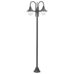 Berkfield Home Garden Post Light E27 220 cm Aluminium 3-Lantern Bronze in Brown - thumbnail 2