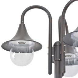 Berkfield Home Garden Post Light E27 220 cm Aluminium 3-Lantern Bronze in Brown - thumbnail 4