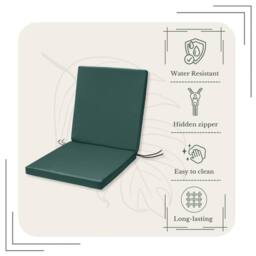 NESTLUNE Waterproof Low Back Chair Cushion Seat Pad in Green - Size: 120 cm x 135 cm - thumbnail 4