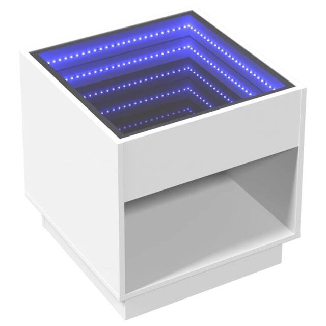 Berkfield Home Decorative Bedside Table with Infinity LED White 50x50x50 cm - Size: 50 x 50 x 50 cm - image 1