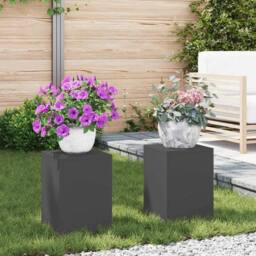 Berkfield Home Outdoor Plant Stands Pillar 2 pcs Black 24x24x35 cm Steel - Size: 24 x 24 x 35 cm - thumbnail 2