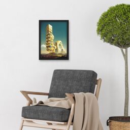 Artery8 Surrealism Modern Architecture Palace Artwork Framed Wall Art Print A4 in Black - thumbnail 2