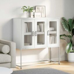 Berkfield Home Sideboard White 100.5x39x107 cm Cold-rolled Steel - thumbnail 4