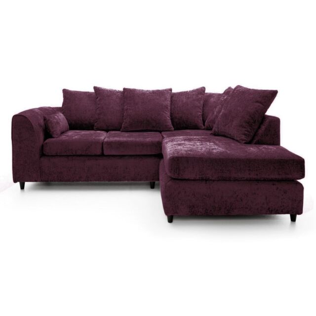 LUXURY LIFE Dylan Chenille Fabric Right Hand Facing Corner Sofa in Aubergine