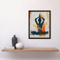"Artery8 Abstract Painting Woman in Yoga Pose Orange Framed Art Print - Size: W12"" x H16""" - thumbnail 4