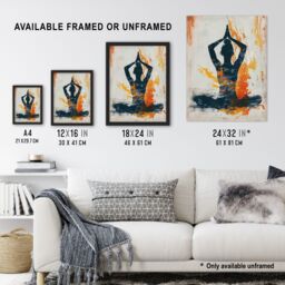 "Artery8 Abstract Painting Woman in Yoga Pose Orange Framed Art Print - Size: W12"" x H16""" - thumbnail 3