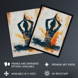 "Artery8 Abstract Painting Woman in Yoga Pose Orange Framed Art Print - Size: W12"" x H16""" - thumbnail 2