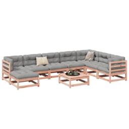 Berkfield Home 9 Piece Garden Sofa Set Solid Wood Douglas Fir in Brown - thumbnail 1