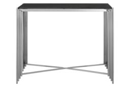 Orsina Black Granite Console Table, Stylish Hallway Table, Modern Console Table, Stainless Steel Rectangular Table - thumbnail 1