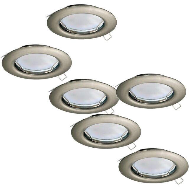Loops 2 PACK 3 PACK Flush Ceiling Downlight Satin Nickel Steel 3x 3W GU10 Bulb in Metallics - image 1