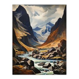 Artery8 Cairngorms National Park Oil Painting Dramatic Scottish Highlands Mountains Unframed Wall Art Print Poster Home Decor Premium - thumbnail 1