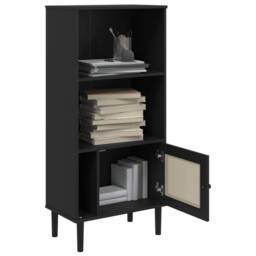 Berkfield Home Beautiful Bookcase SENJA Rattan Look Black 60x35x130 cm Solid Woo - Size: 60 x 35 x 130 cm - thumbnail 4