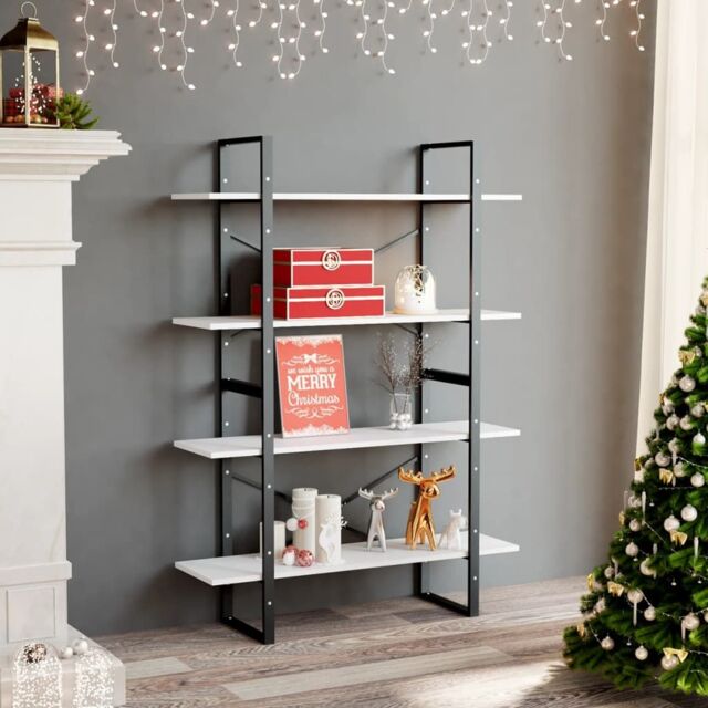 Berkfield Home 4-Tier Book Cabinet White 100x30x140 cm Engineered Wood - Size: 100 x 30 x 140 cm - image 1