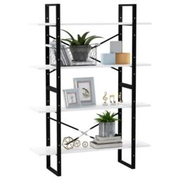 Berkfield Home 4-Tier Book Cabinet White 100x30x140 cm Engineered Wood - Size: 100 x 30 x 140 cm - thumbnail 4