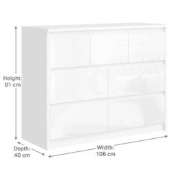 Harmin Modern White High Gloss Chest of Drawers, 7 Drawer Handleless Cabinet - thumbnail 7