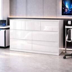 Harmin Modern White High Gloss Chest of Drawers, 7 Drawer Handleless Cabinet - thumbnail 2