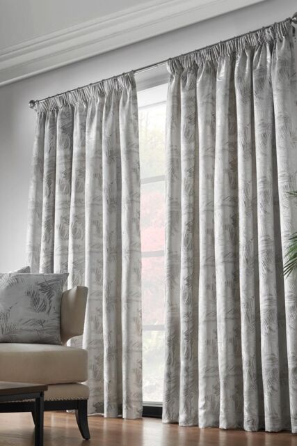 Alan Symonds Fiji Lined Taped Pencil Pleat Curtains in Silver - Size: 168 cm width x 229 cm drop - image 1