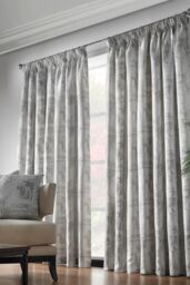Alan Symonds Fiji Lined Taped Pencil Pleat Curtains in Silver - Size: 168 cm width x 229 cm drop