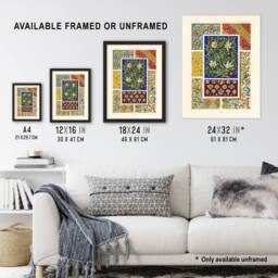 "Artery8 Floral Middle Ages Patterns Racinet Vintage Wall Art Print Poster - Size: W24"" x H32""" - thumbnail 3