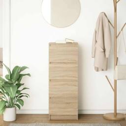 Berkfield Home Sideboard Sonoma Oak 37.5x35x99 cm Engineered Wood in Light Tan - thumbnail 3