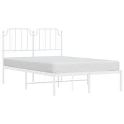 Berkfield Home Metal Bed Frame with Headboard White 120x200 cm - Size: Small Double - thumbnail 1