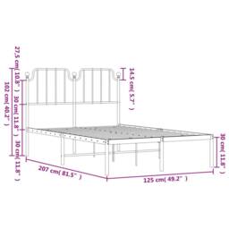 Berkfield Home Metal Bed Frame with Headboard White 120x200 cm - Size: Small Double - thumbnail 9