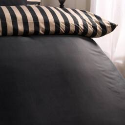 OHS Stripe Edge Bedding Set Microfibre Duvet Cover with Pillowcase in Black - Size: Double - thumbnail 4