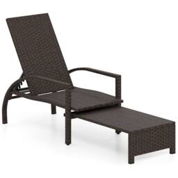 Gymax 6-Position Wicker Chaise Lounge Adjustable Backrest for Pool Patio in Brown - thumbnail 6