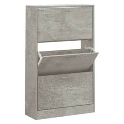 Berkfield Home Shoe Cabinet Concrete Grey 63x24x103 cm Engineered Wood - Size: 63 x 24 x 103 cm - thumbnail 3