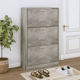 Berkfield Home Shoe Cabinet Concrete Grey 63x24x103 cm Engineered Wood - Size: 63 x 24 x 103 cm - thumbnail 2
