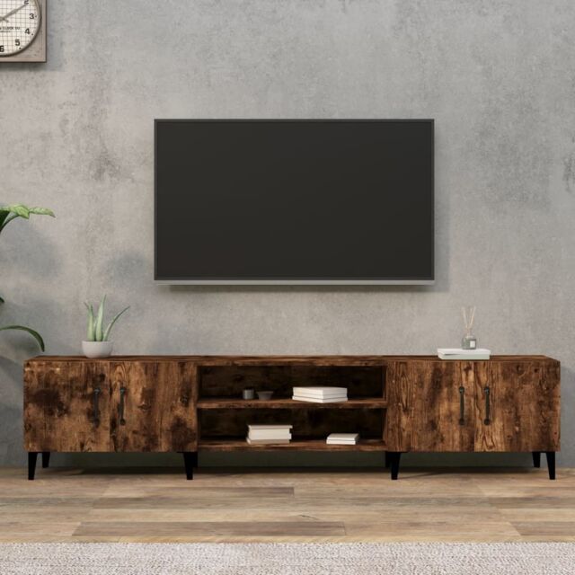 Berkfield Home TV Cabinet Smoked Oak 180x31.5x40 cm Engineered Wood in Brown - image 1