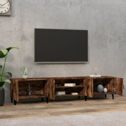 Berkfield Home TV Cabinet Smoked Oak 180x31.5x40 cm Engineered Wood in Brown - thumbnail 3