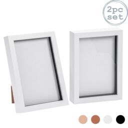 "Nicola Spring 3D Box Photo Frames - A5 (6 x 8"") - Pack of 2 in White" - thumbnail 1