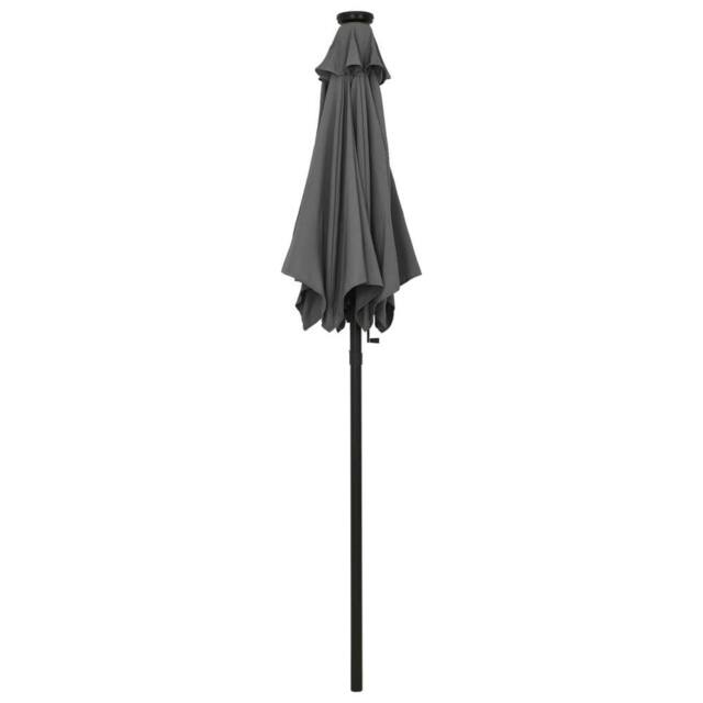 Berkfield Home Parasol with LED Lights Anthracite 200x211 cm Aluminium in Dark Grey - image 1