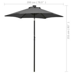 Berkfield Home Parasol with LED Lights Anthracite 200x211 cm Aluminium in Dark Grey - thumbnail 9