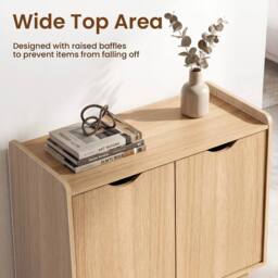 VOGREX 2-Door Storage Cabinet 5 Adjustable Shelves in Natural - thumbnail 4