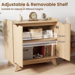 VOGREX 2-Door Storage Cabinet 5 Adjustable Shelves in Natural - thumbnail 5