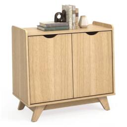 VOGREX 2-Door Storage Cabinet 5 Adjustable Shelves in Natural