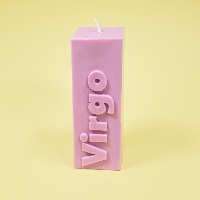 Flamingo Candles Virgo Zodiac Block Pillar Candle in Lilac