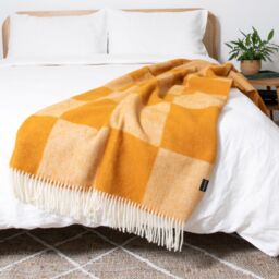 Native Natural Checkerboard Orange Wool Blanket - Size: Large - thumbnail 2
