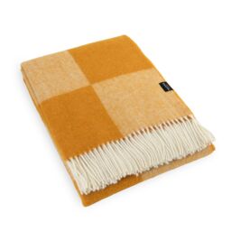 Native Natural Checkerboard Orange Wool Blanket - Size: Large - thumbnail 3