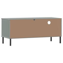 Berkfield Home TV Cabinet with Metal Legs Grey Solid Wood Pine OSLO - thumbnail 7
