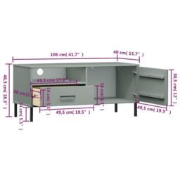 Berkfield Home TV Cabinet with Metal Legs Grey Solid Wood Pine OSLO - thumbnail 8
