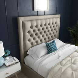 DS Living Kingston Upholstered Soft Cream Velvet Bed Frame in Beige - Size: Single - thumbnail 2